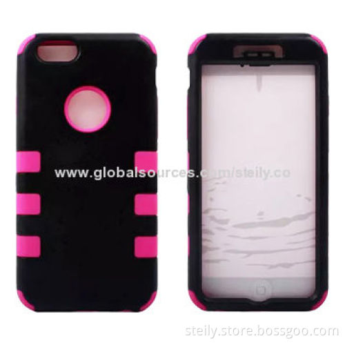 2014 Hot Newest Colorful Best-quality 3-in-1 PC+Silicone Case for iPhone 6